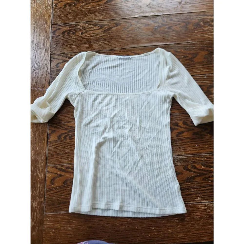 Reformation Leanne knit top ribbed square neck top Size S